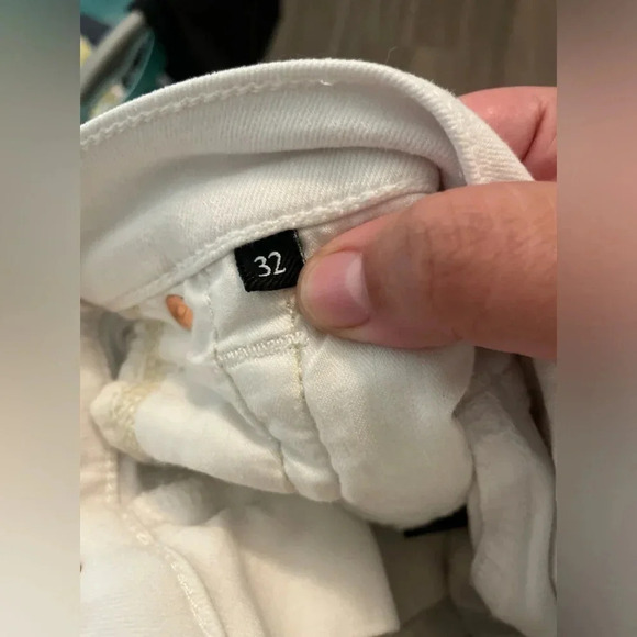 7 for all mankind white cropped Alexa high rise waist fringe at bottom size 32 - Picture 7 of 13